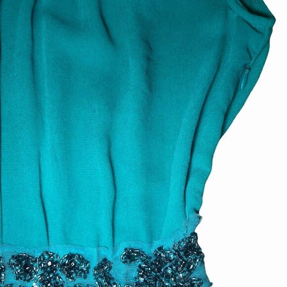 Zara Trafaluc Above the Knee Chiffon  Dress with Bead Detail in Green Women’s XS - Picture 4 of 7